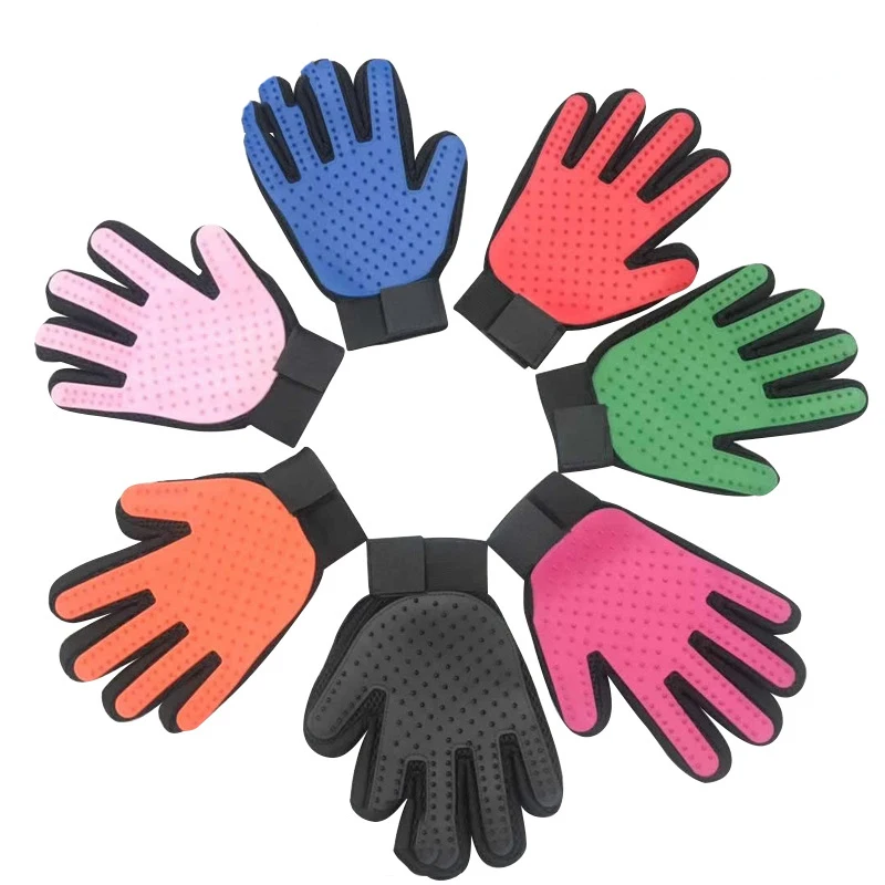 

Hot Sale Pet Dog Bath Grooming Glove Tpr Pet Hair Remover Gloves Brush, As shown