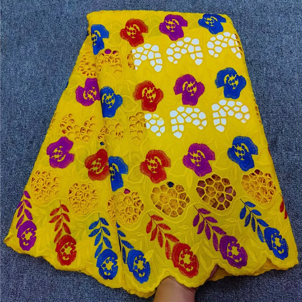 

Beautifical swiss textile handcut swiss voile lace african yellow voile fabric ML19R243, Customized