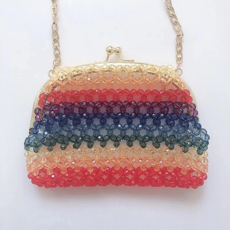 

Nice Quality Summer Cool Ladies Acrylic Beaded Purse Popular Woman Tote Shoulder Bag With Chain Ladies Cross Shoulder Purse, As pictures