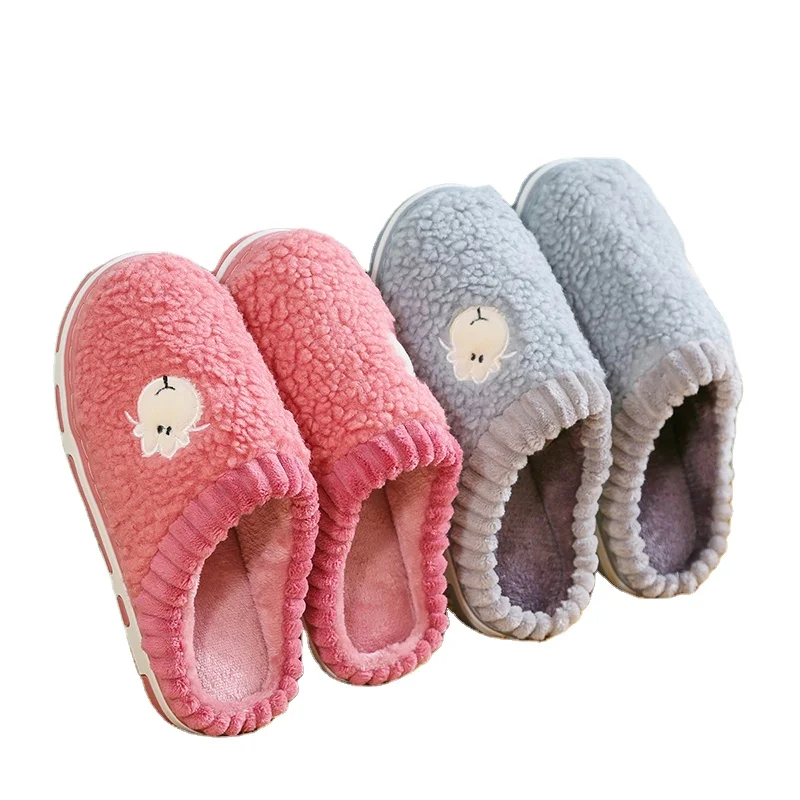 

Wholesale High Quality Cotton Fabric Furry Breathable House Slippers, Solid color