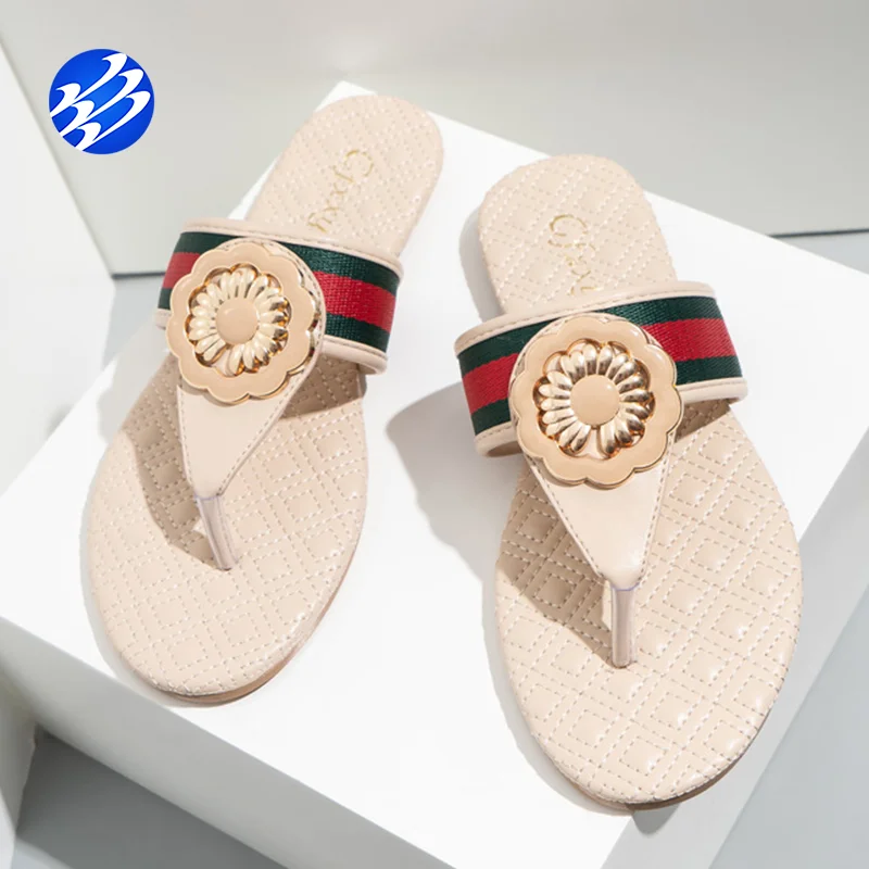 

Buy Ladies Footwear Metal Button Flat Slide Sandals For Night Pub, Yellow, black, apricot