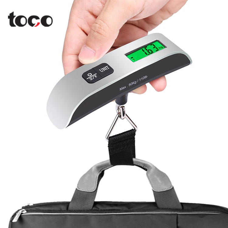 

toco 110Lb 50kg lcd display travel hanging mini pocket usb rechargeable battery portable electronic digital luggage scale