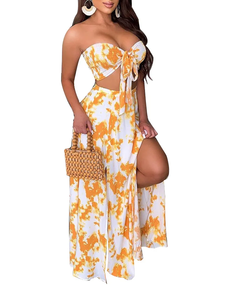 

Stock Summer ladies transparent 2 piece mini skirt outfits print crop top women club bodycon skirt set wholesale
