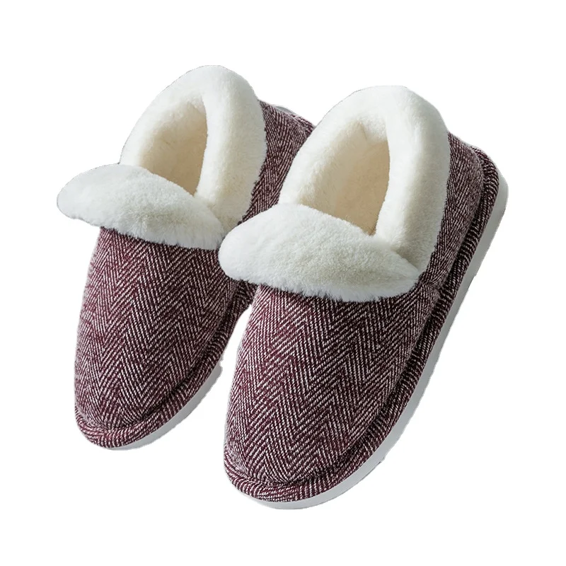 

Lovely winter plush warm baby shoes home couples men's slippers non-slip bag heel