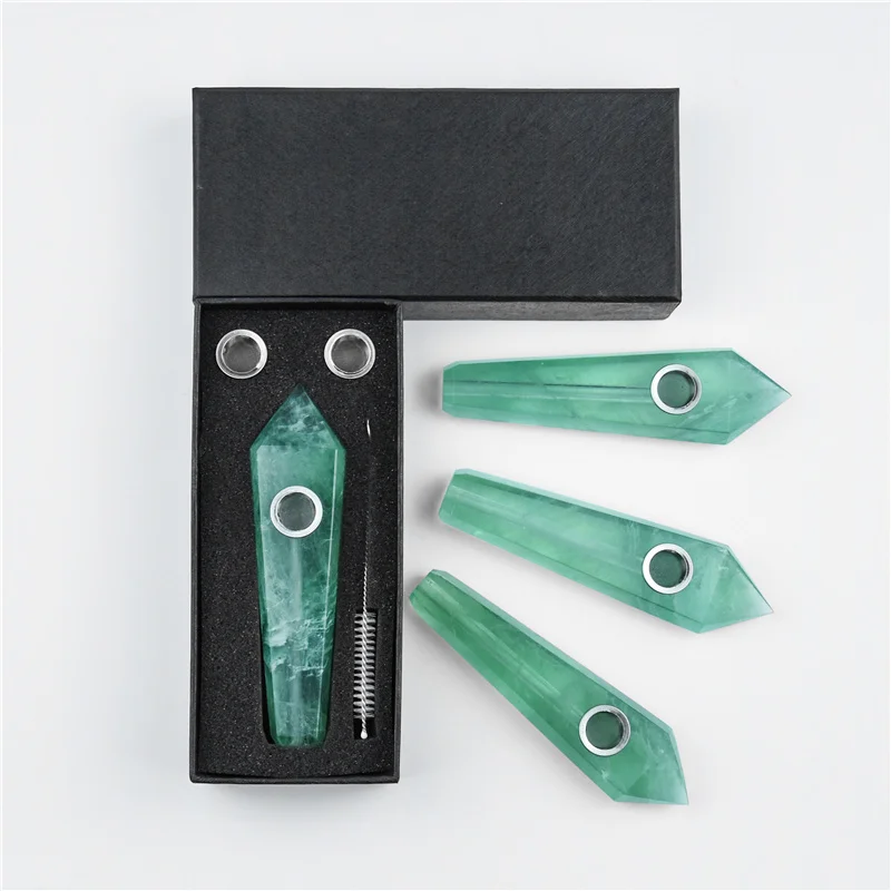 

Sale High Quality Healing Stone Crystal Pipes Smetling Quartz Crystal Pipe For Smoking, Green