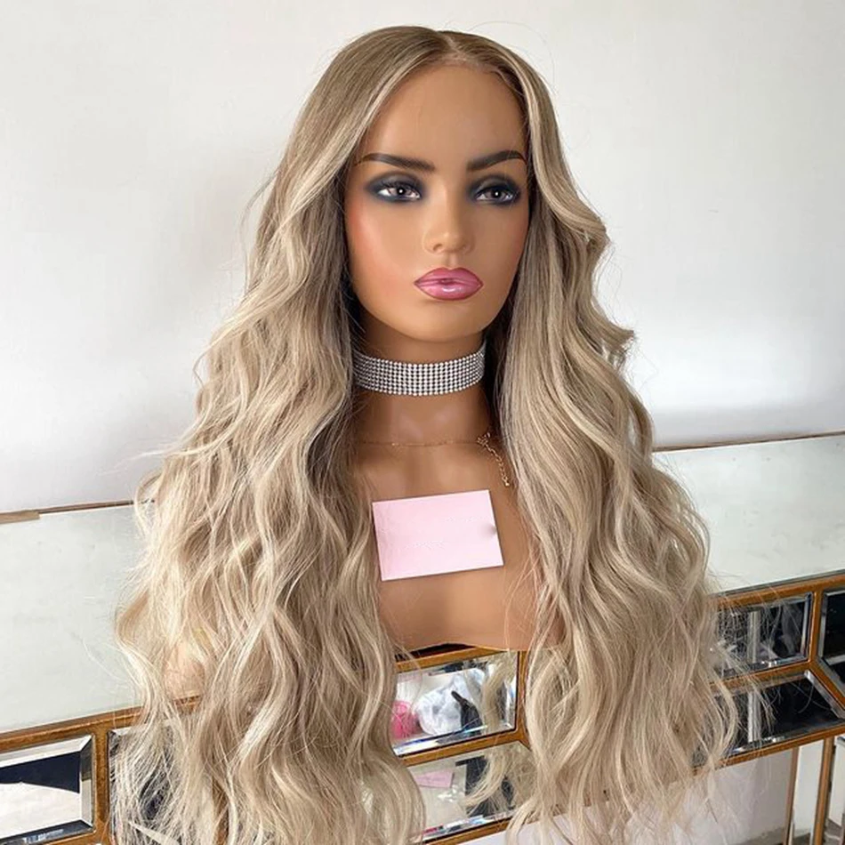 

Peruvian Human Hair Blonde Ombre Light Rooted Lace Front Wigs for Women Pre Plucked Hairline 180 Density Thick and Full Hair Wig