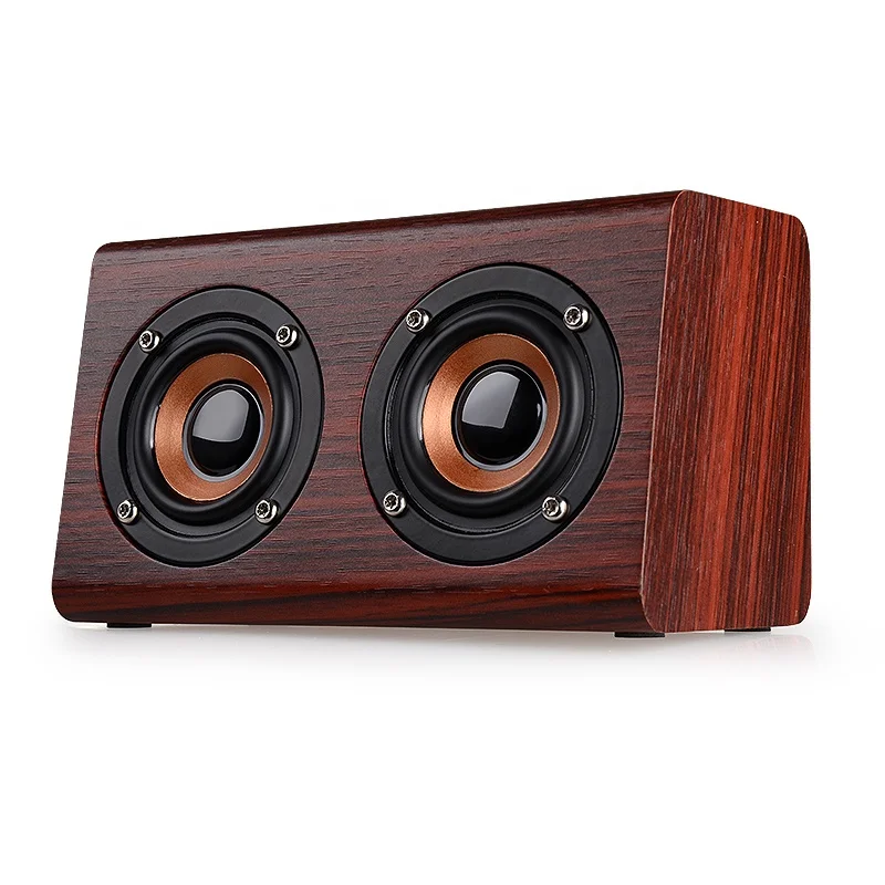 

Wood Speaker W7 Retro HIFI 3D Dual Loudspeakers Bl Wireless Speaker with Hands-free Sound Box TF AUX IN, Yellow wood grain, brown wood grain