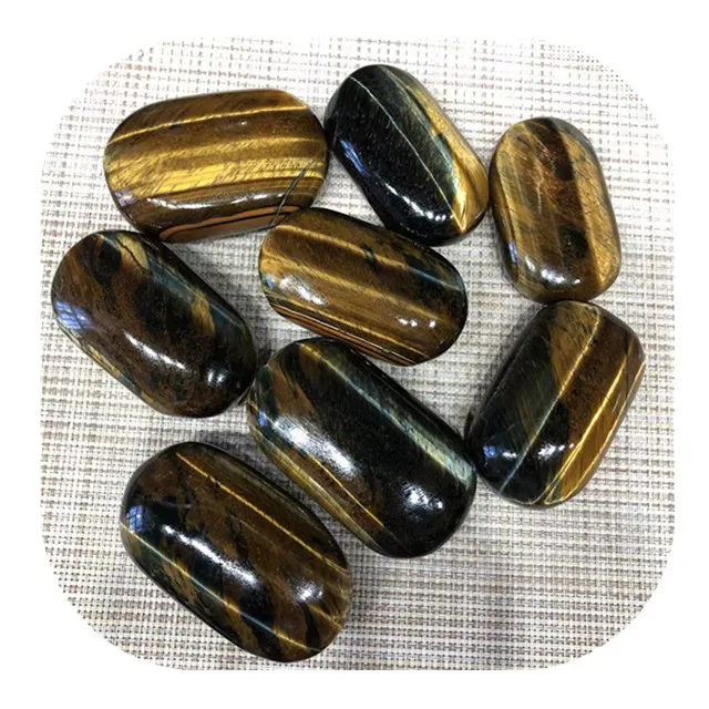 

Wholesale natural carved gemstones yellow tiger eye palm crystal healing stones for christmas decorations