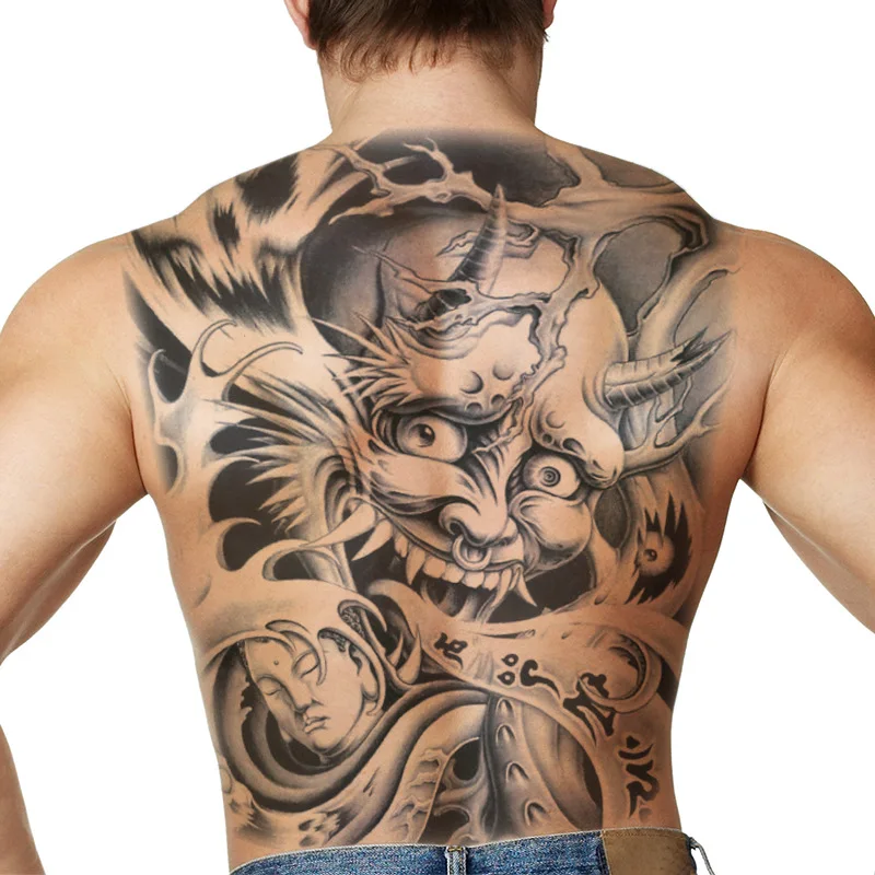 

Full Back Tattoo Sticker Waterproof and Durable Big Picture Sticker Erlang God Carp Full Back Tattoo Tattoo Sticker Paper