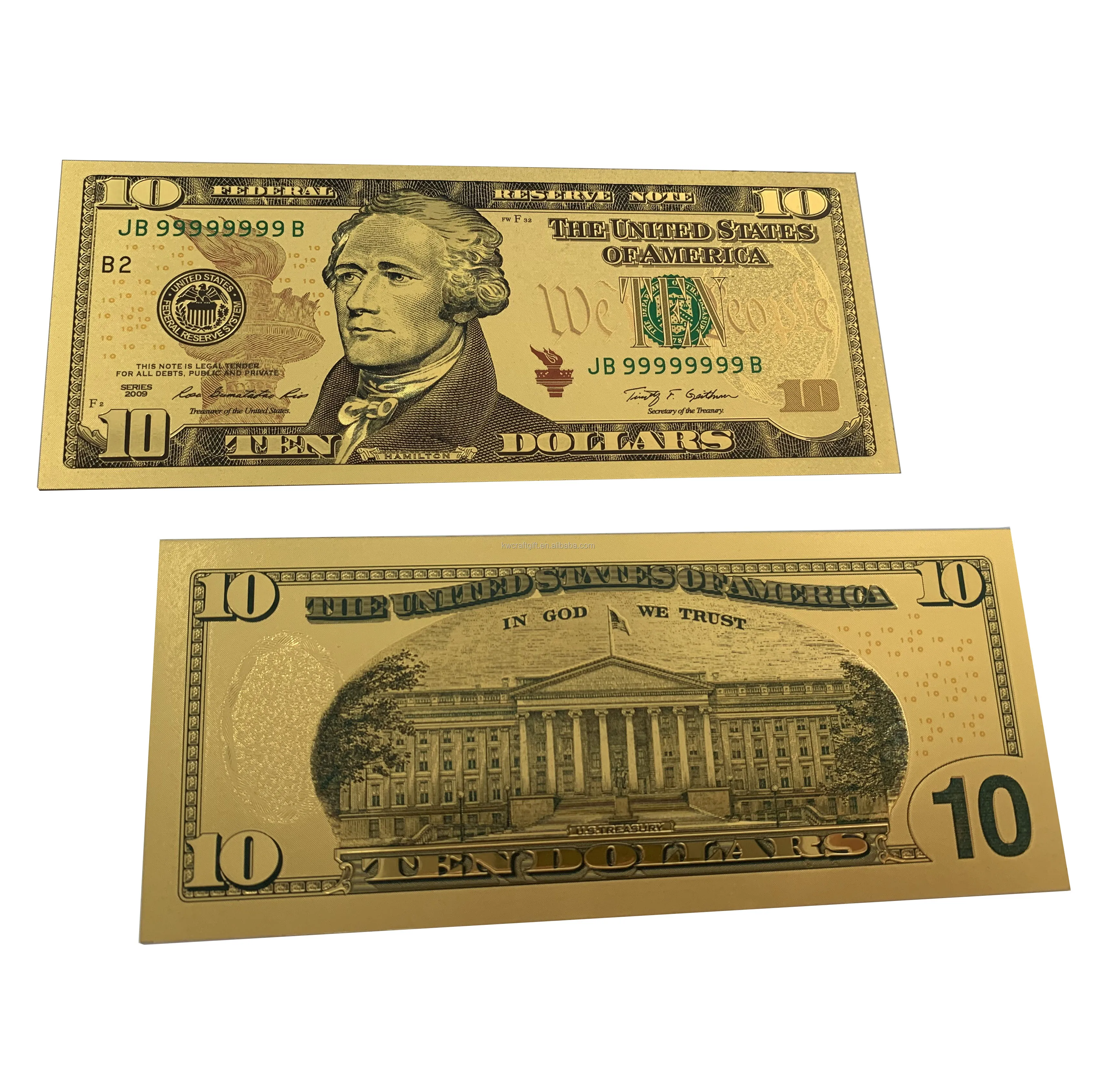 

Worthwhile Banknote Collection money USA 10 dollar gold design Factory Price High Quality bills foil banknote, Gold foil