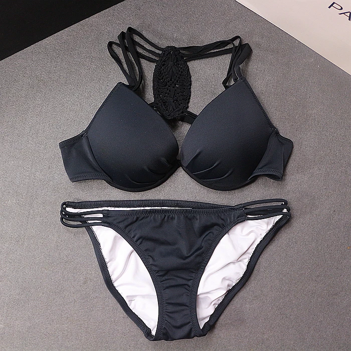 

High Quality fashion sexy two piece set split Swimsuit pure color beach wear swimwear sexy bikini Women designer bathing suit