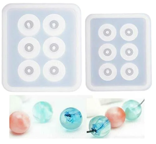 

12-16mm Crystal Epoxy Bead Silicone Mold for Making Jewellery Sphere Ball Silicone Bead Moulds Round Resin Mould with Hole, White