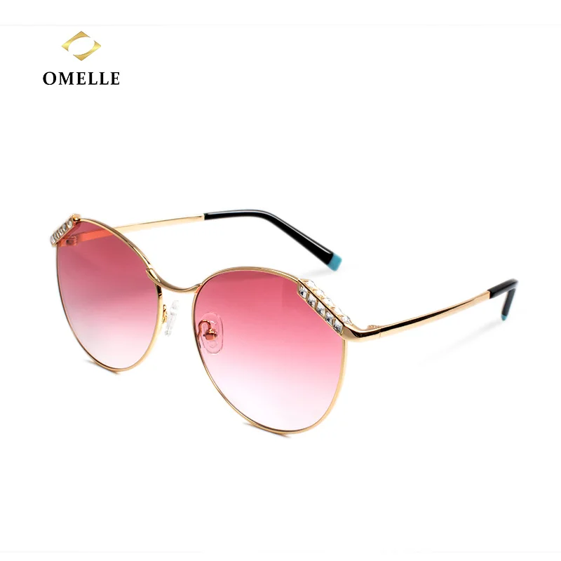 

OMELLE IP Plating Quality Metal Frame Women Fashion Crystal Diamond Cut Sunglasses, Mulit as picture show or customized