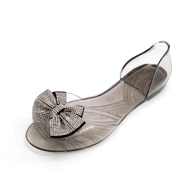 

ladies shoes and sandals sandalias clear pvc jelly shoes artifical-diamond, Black
