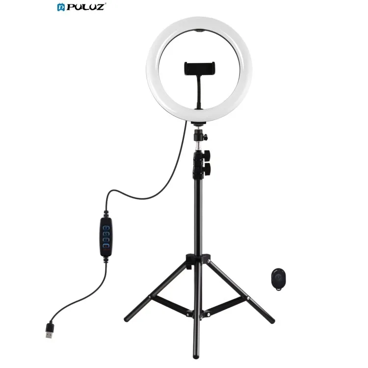 

NEW DESIGN 2021 PULUZ 10.2inch 26cm LED Ring Ligh Photography 3 Modes dimmable dual Color with tripod stand & Phone Clamp