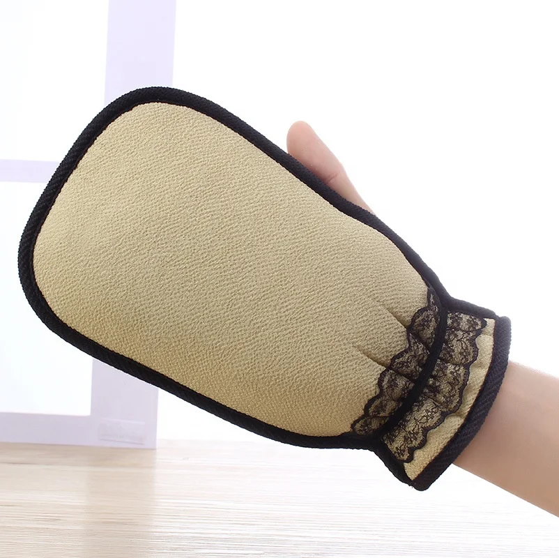 

Professional Bath Scrubber Glove Body Shower Exfoliating Bath Sisal Lace Glove, Pink, khaki, b;ue, brown