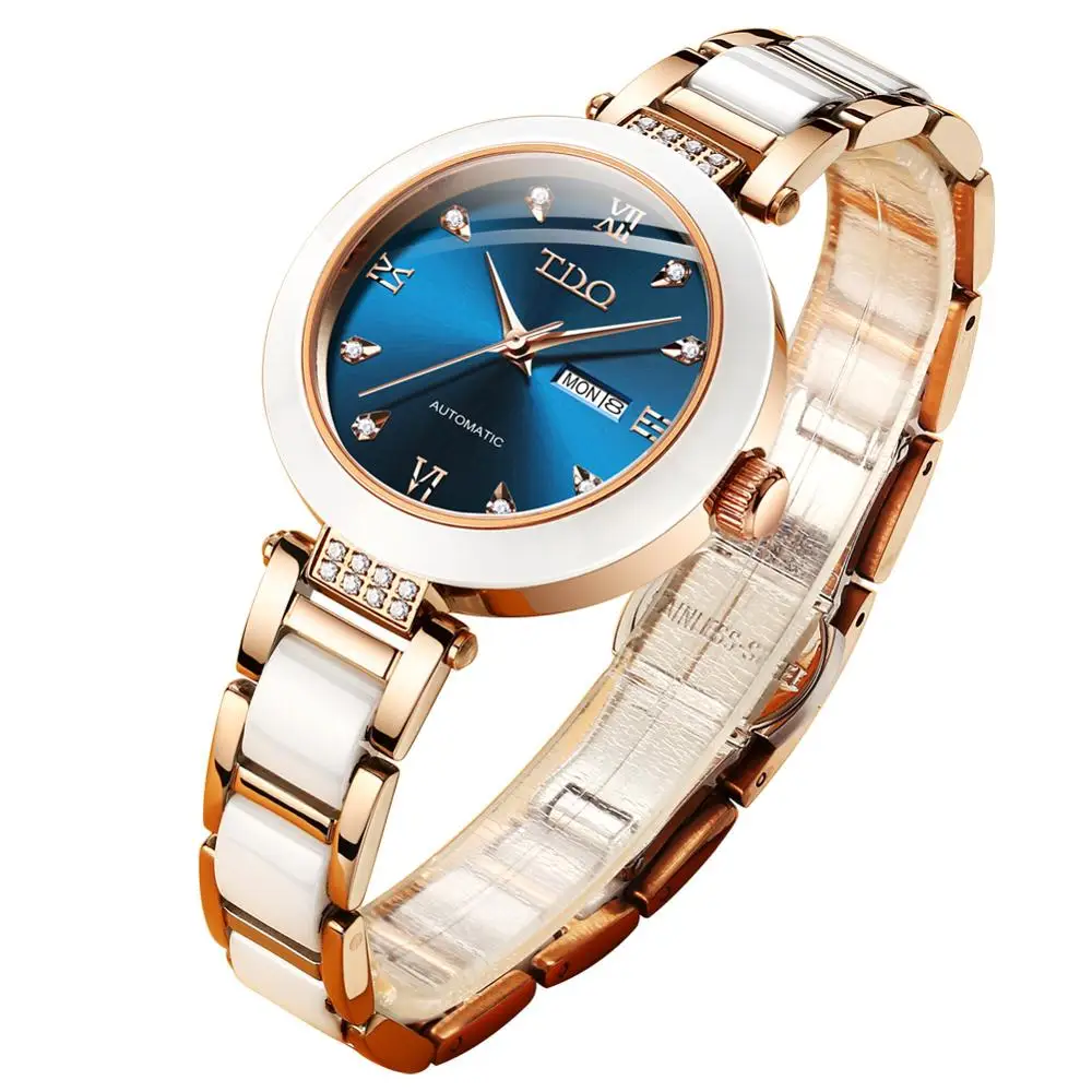 

Fashion stainless steel ceramic mechanical mini jewelry bracelet women's watch