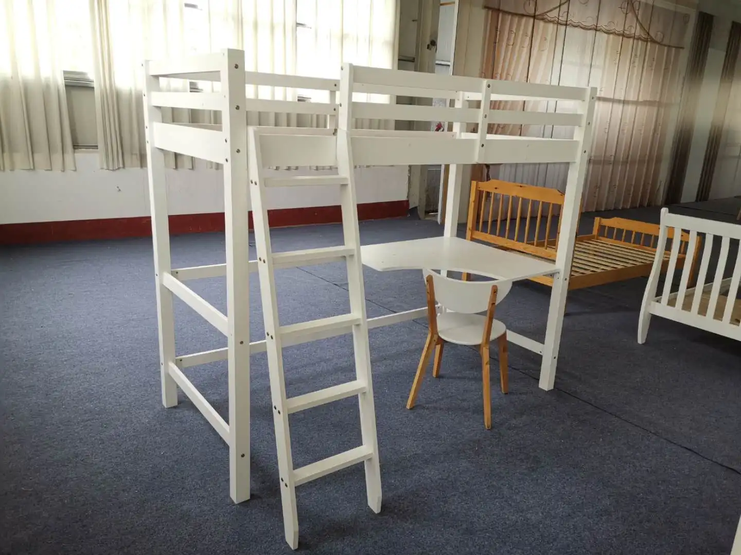 Blanco Maravilloso Loft Cama Litera Con Elegante Mesa De Estudio - Buy