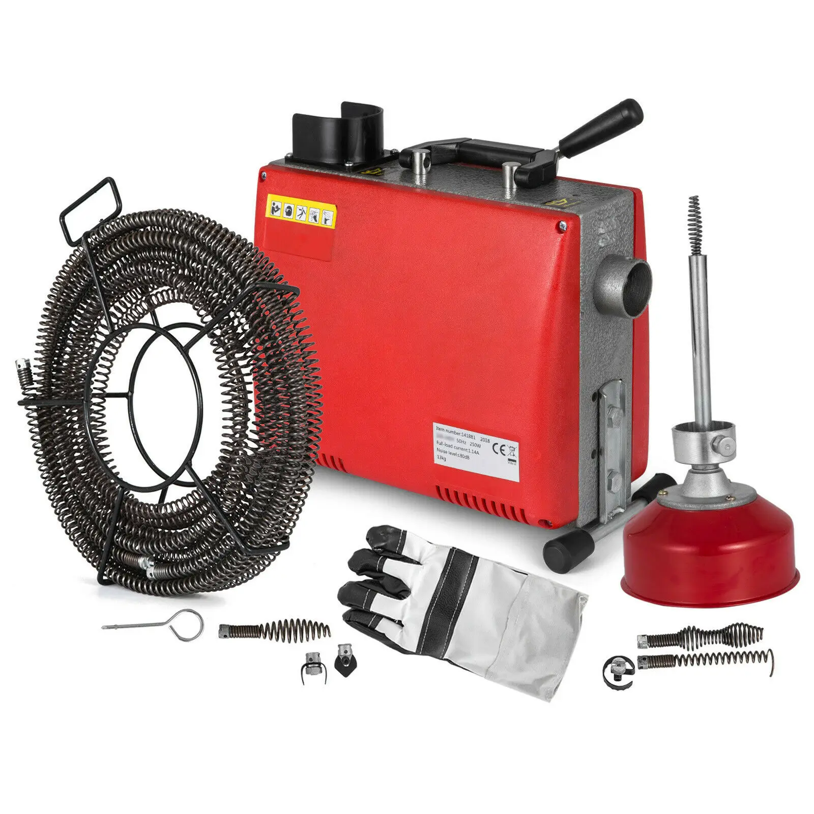 

20-100mm Sectional Drain Cleaner Cleaning Machine 250W 15m Augers Spring Cable