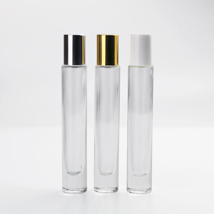 

10 Ml clear Bottles Perfume Essential Oil Clear 10ml Roller Roll On Glass Bottle With Metal Ball Lid For Oils