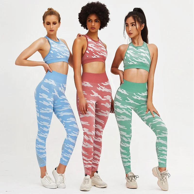 
Custom Women Seamless Camo High Waisted Yoga Pants Leggings 