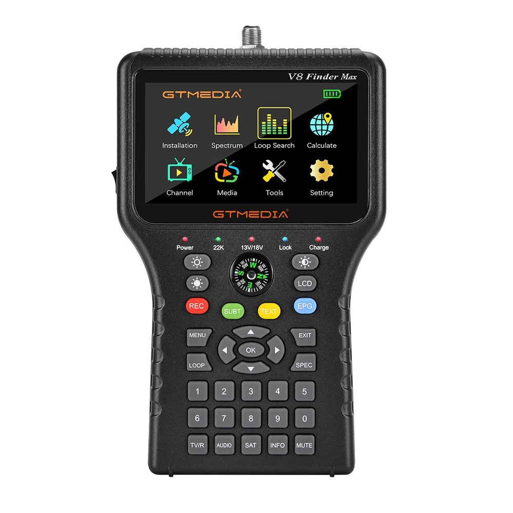 

GTMedia V8 Finder Max Sat Tracker Handheld Sat Locator IKS 8bit H.265 Starfinders Satellite Dish Tool DVB S2X Satellite Finder