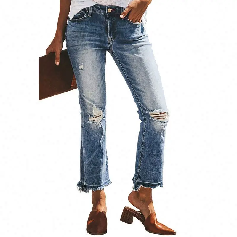 

Fashion Frayed Wholesale Popular High Quality Women Jeans Ripped