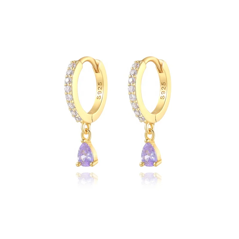 

CANNER Wholesale Designer Jewelry S925 Sterling Silver Purple Zircon Women Drop Pendant Earrings Custom