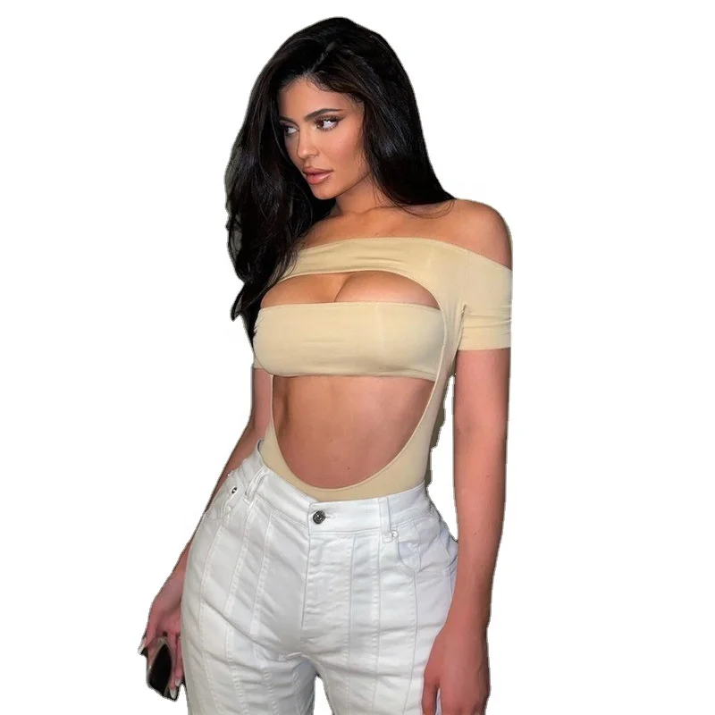 

2021 New Design Fashion One-shoulder hollow bodysuit