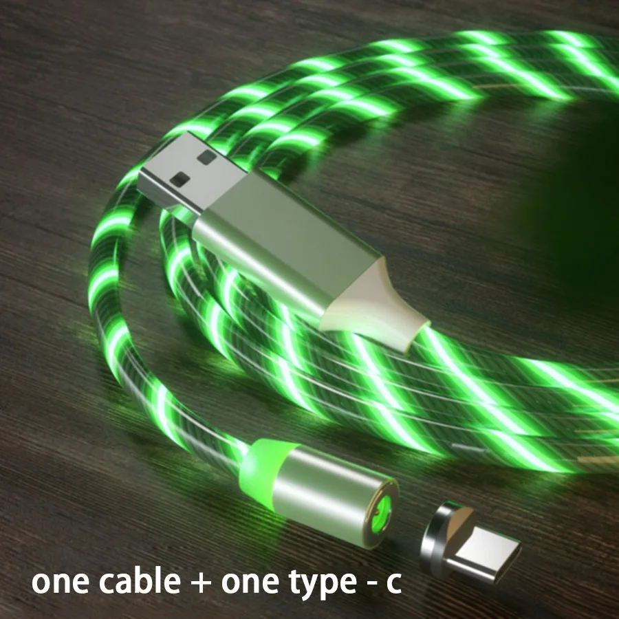 

Magnetic Fast Charging USB Cable Flowing Light Phone Accessories Cable USB Led Luminous Micro for Lighting Data Cables, Blue /red/green/colorful