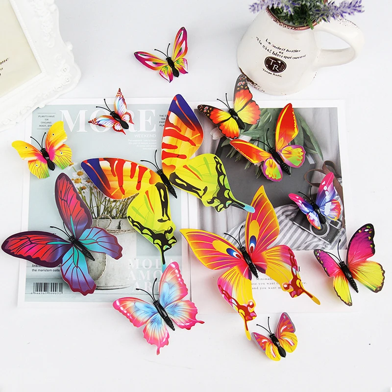 

12pc/set home wall bedroom party wedding decoration 3d butterfly stickers