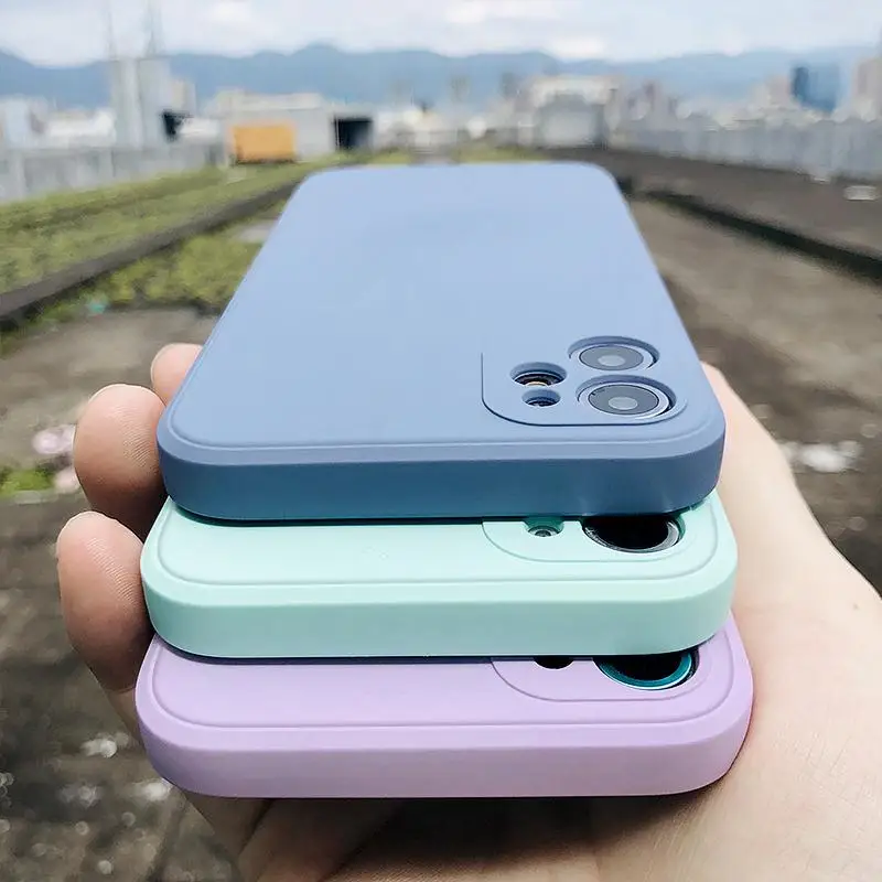 

Luxury Original Square Liquid Silicone Phone Case For iPhone 12 11 Pro Max Mini XS X XR 7 8 Plus SE 2 Thin Soft Cover Candy Case