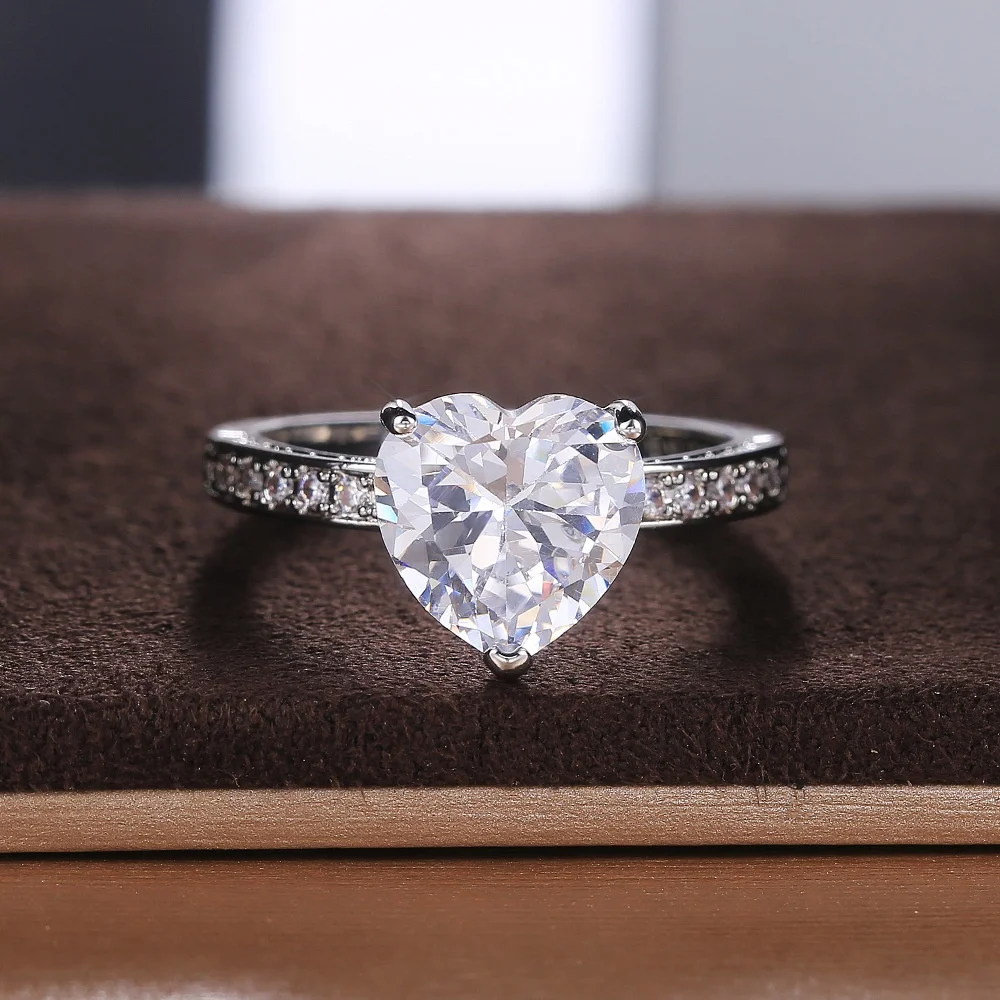 

Fashion Heart zircon Rings for Women Wedding Engagement Bridal Jewelry Cubic Zircon Elegant Ring Accessories