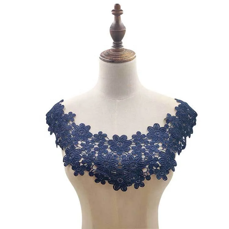 

Multicolors hollow flower style water soluble neckline collar applique lace, As picture shown