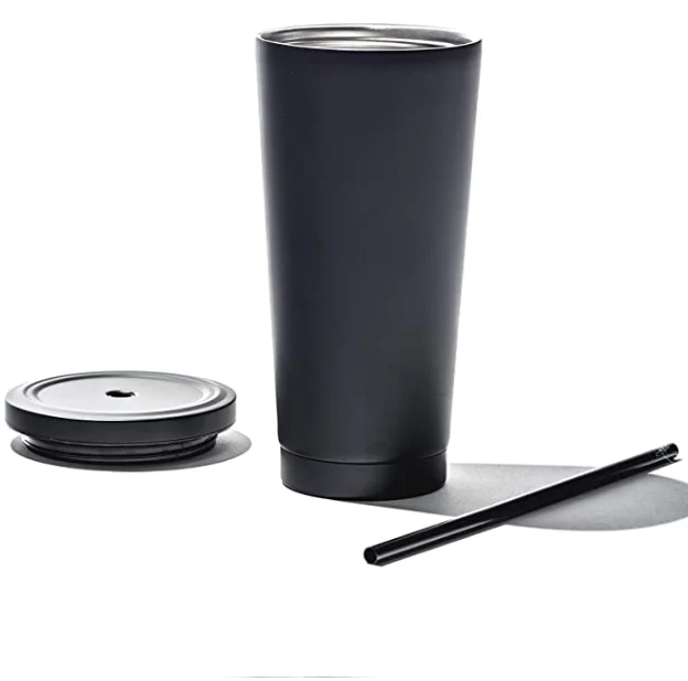 

[JT-X16D]Wholesale 16oz double wall 18/8 pro grade stainless steel vacuum insulated matte black tumbler with straw