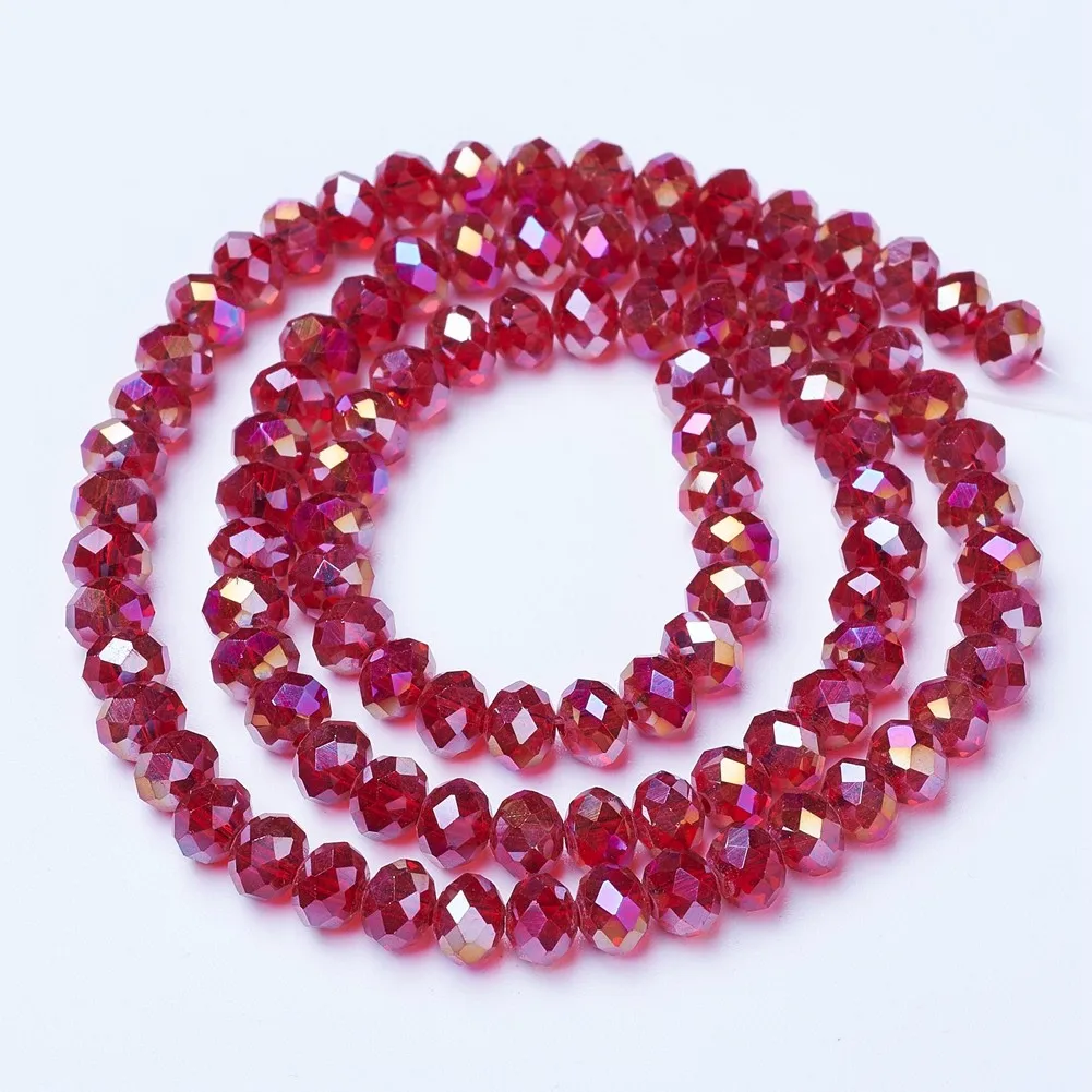 

PandaHall 8mm AB Color Plated Faceted Rondelle FireBrick Electroplate Glass Beads