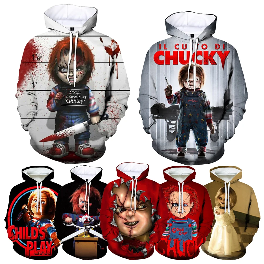 

Chucky 3D Printed Hoodies for Men Horror Movie 3D Printing Hoodies From Men Casual Fashion Harajuku Funny Oversized Pullover