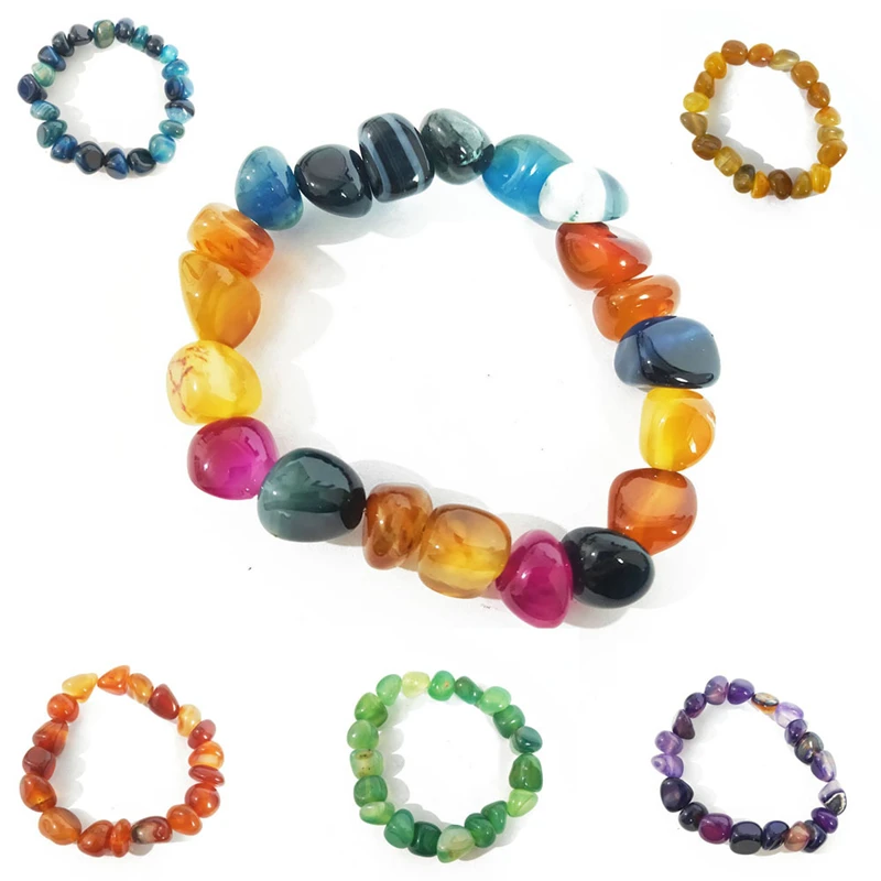 

Hot Irregular Natural Crystals Chakras Stone Bracelet Beads Chips Jewelry Bracelets Yellow Crystals Clear Yoga Aquamarines, As picture