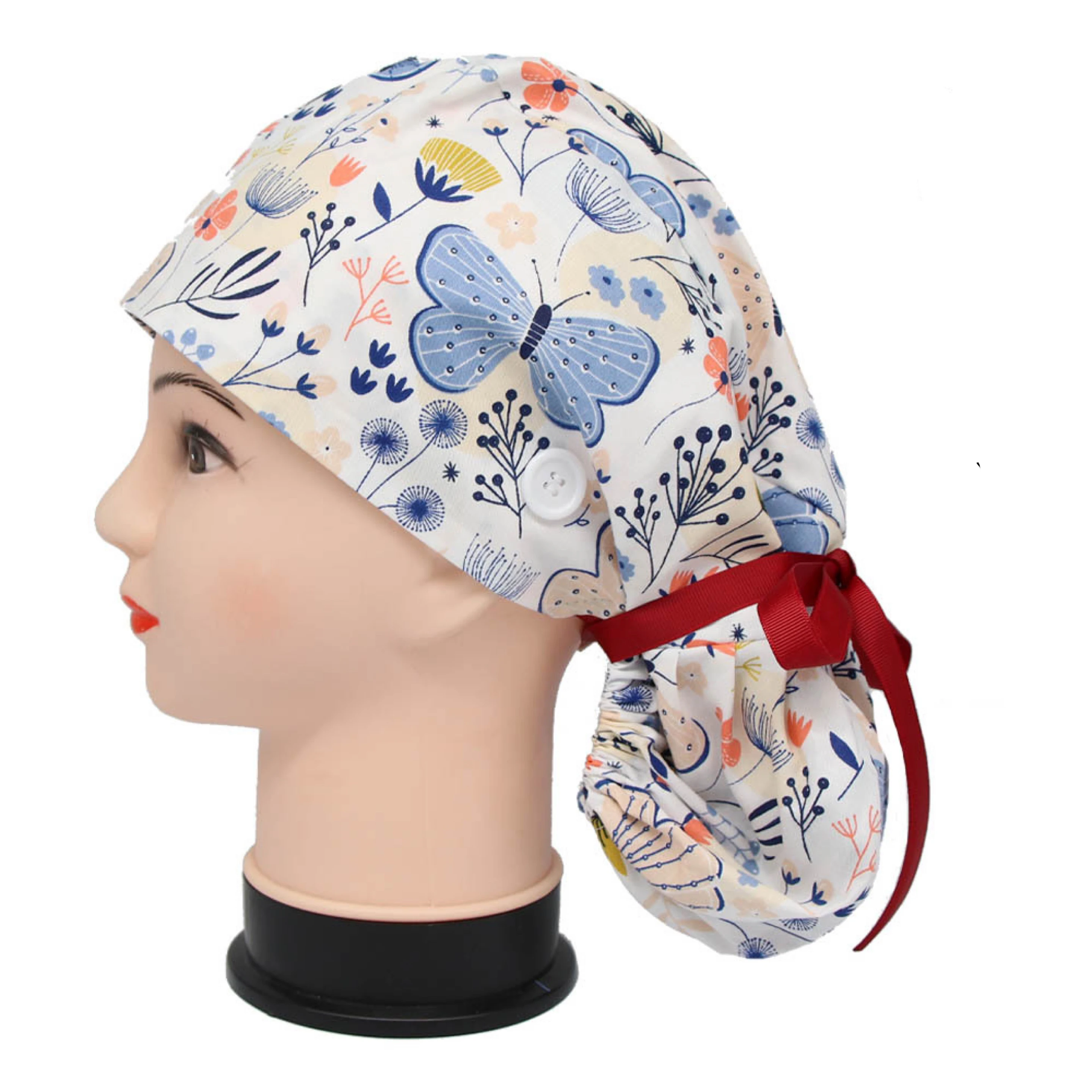 

Sanitary Cap Breathable Nursing Scrubs Long hair Hat, Solid dyed&printed
