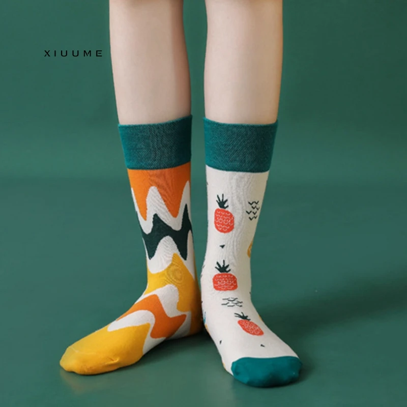 

2021 New original custom jacquard design own brand fashion AB young girl boy cotton tube socks