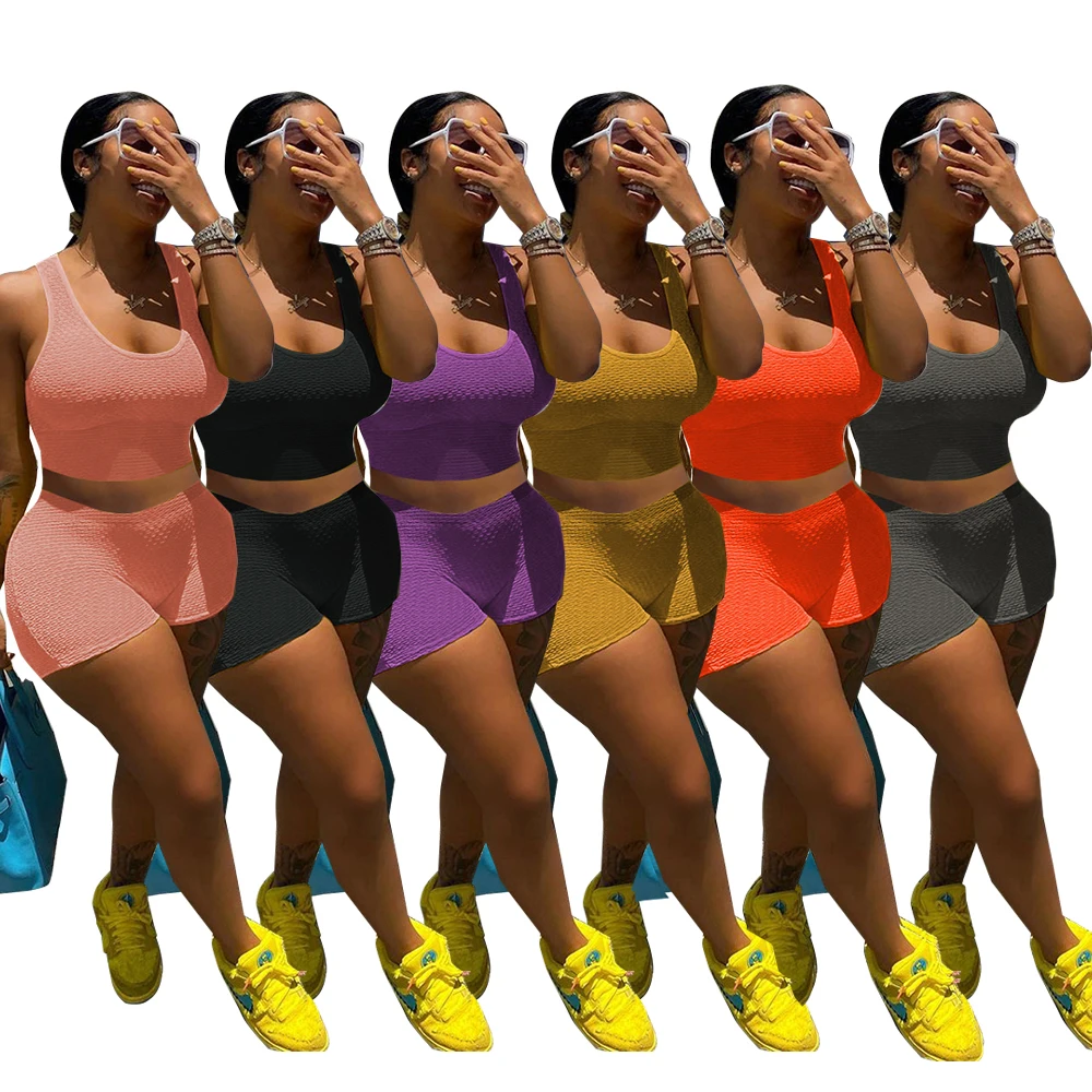

women clothing 2021 two piece pants set summer shorts custom sets running sports suit, Picture
