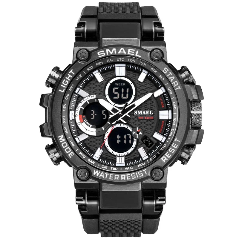 

SMEAL 1803 Men Sport Watches Digital Double Time Chronograph Watch Mens LED Chronometre Week Display Wrist Watch montre homme