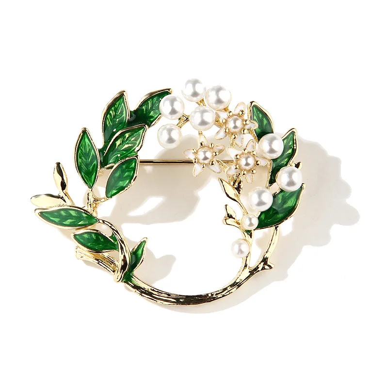 

JW-4889 Fashion Simple Oil Drop Enamel Alloy Gardenia Bird Brooches Pins Female Hijab Turban Accessories Brooch, Picture colors