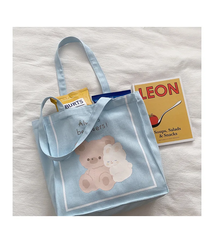 

Factory Wholesale Custom Printed Logo Reusable Summer Colorful Travel Tote Bag Luxury Canvas Single Shoulder Cotton Bag