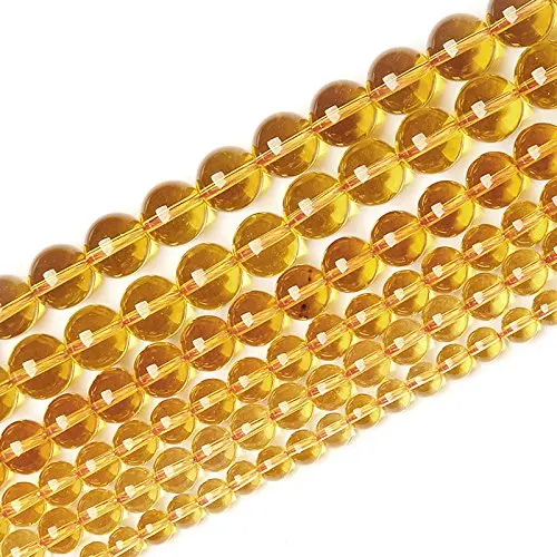 

Round Gemstone Yellow Citrine Natural Stone Beads Strand For Jewelry Making Wholesale, Choose colors