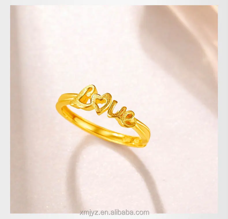 

Gold Ring Women's Fashion Heart-Shaped Love Live Mouth Ring Copper Gold-Plated Ring Women