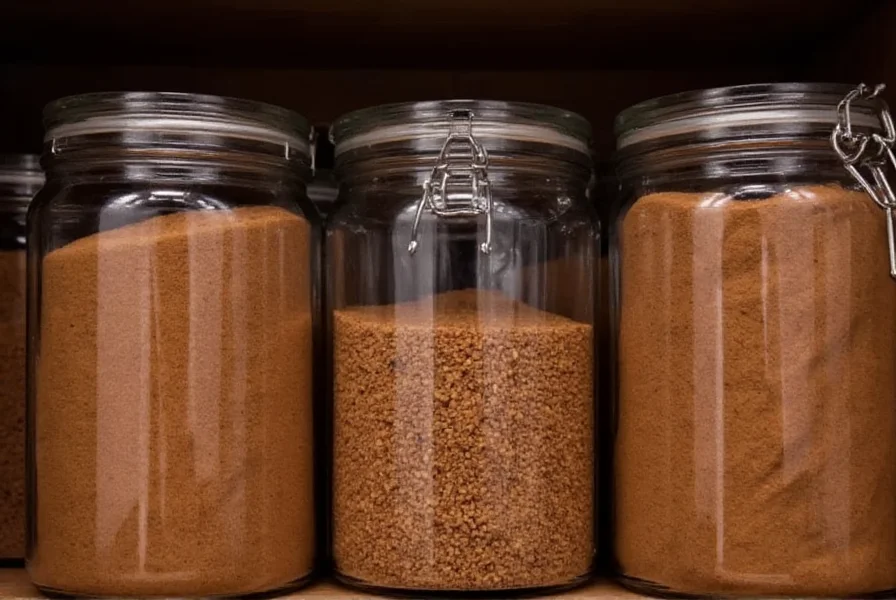 Proper storage containers for Ceylon cinnamon showing glass jars with airtight lids stored in a cool, dark pantry