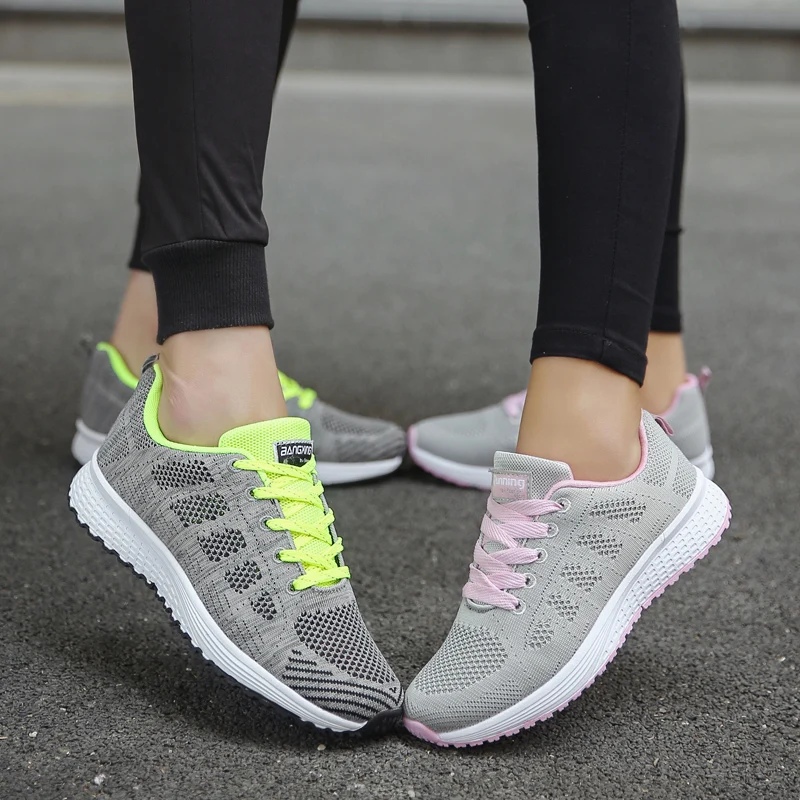 

Suppliers Breathable Flat White Female Walking Running Casual Shoes Women Fashion Sneakers, White/black/gray/blue