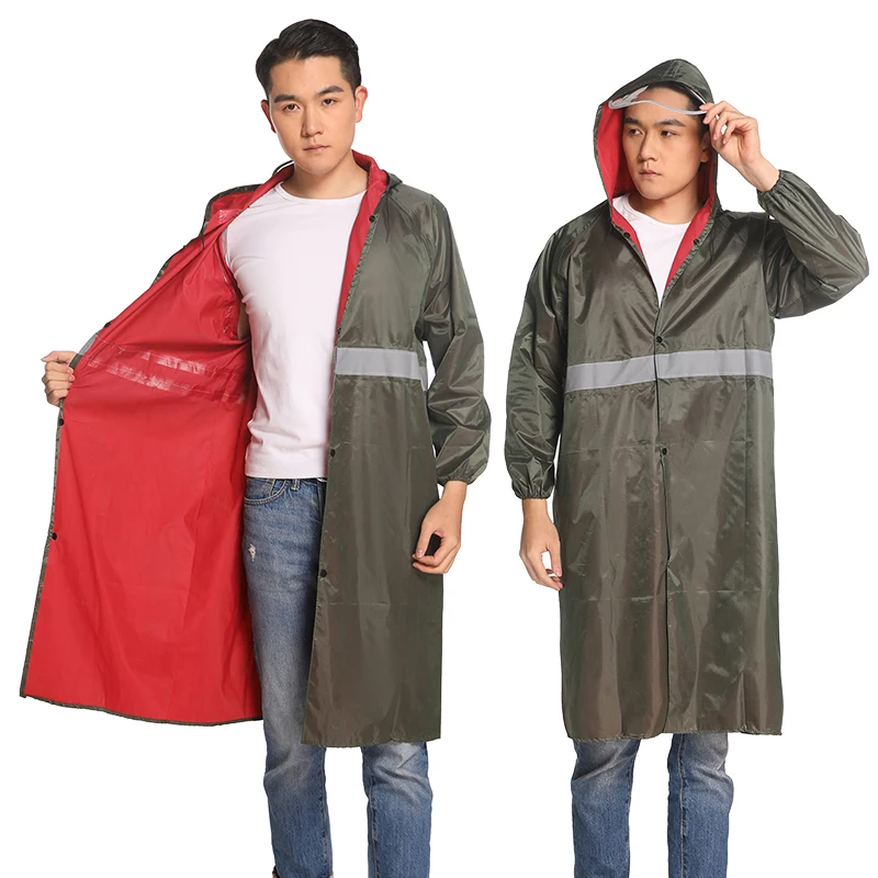

Fashion Waterproof Poncho Adult Rain Coat Long Custom PVC Raincoat, Army green