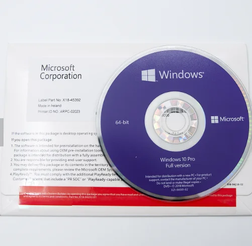 

Microsoft Windows 10 Pro 64 Bit System Builder OEM - PC Disc